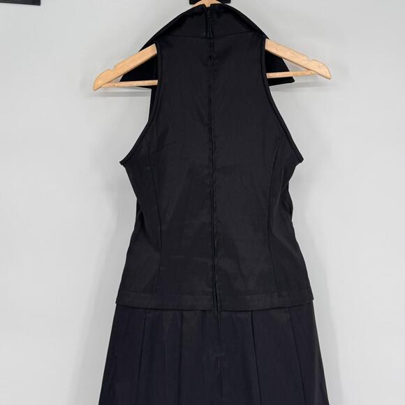 Tadashi Shoji VTG Ruched Bodice Tuxedo Dress Sz 6 Cocktail Gothic Glam Prom - Picture 4 of 9